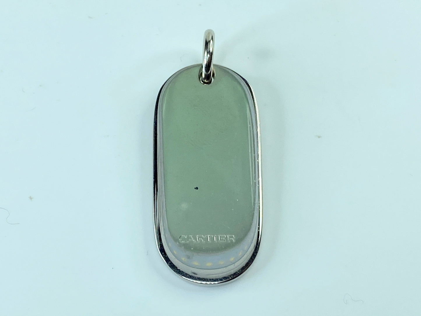 Cartier Logo Plate Charm Key Ring Key Holder Pendant Top Silver Accessory GS215