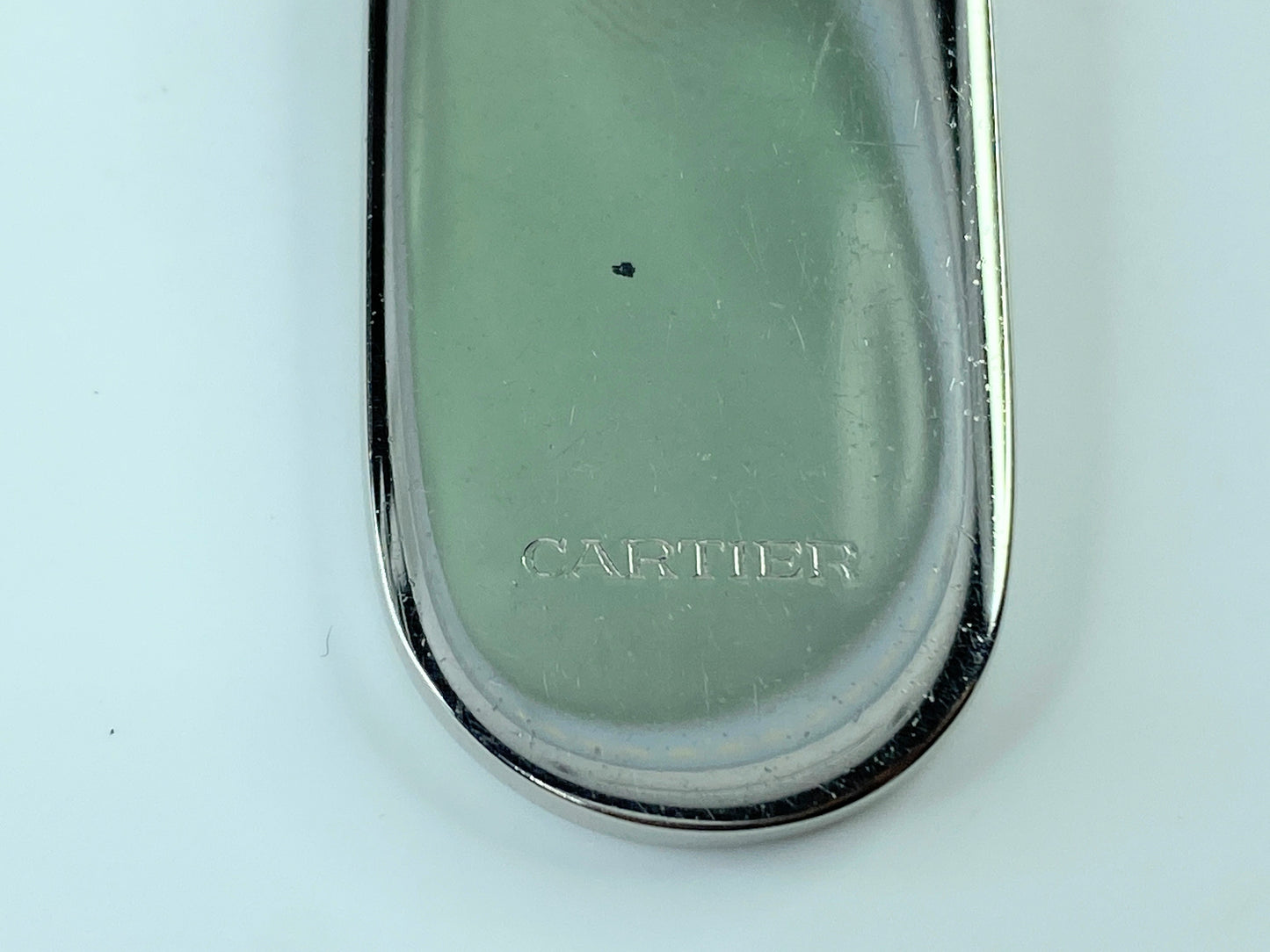 Cartier Logo Plate Charm Key Ring Key Holder Pendant Top Silver Accessory GS215