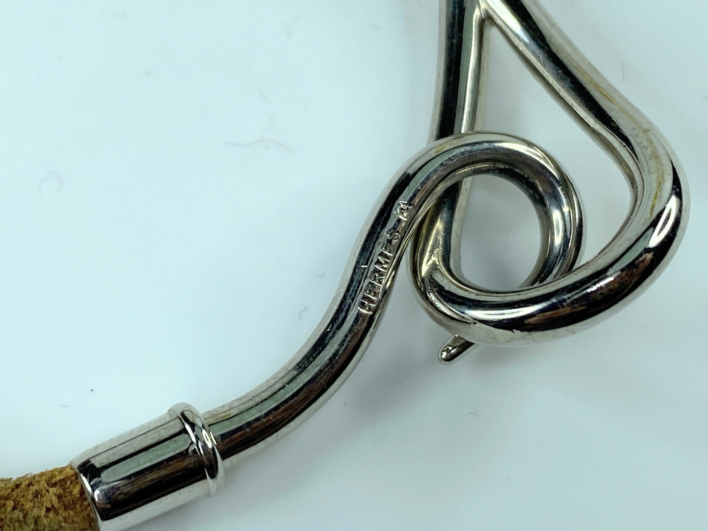 Hermès Jumbo Silver Hook Leather Bracelet 7" GS217