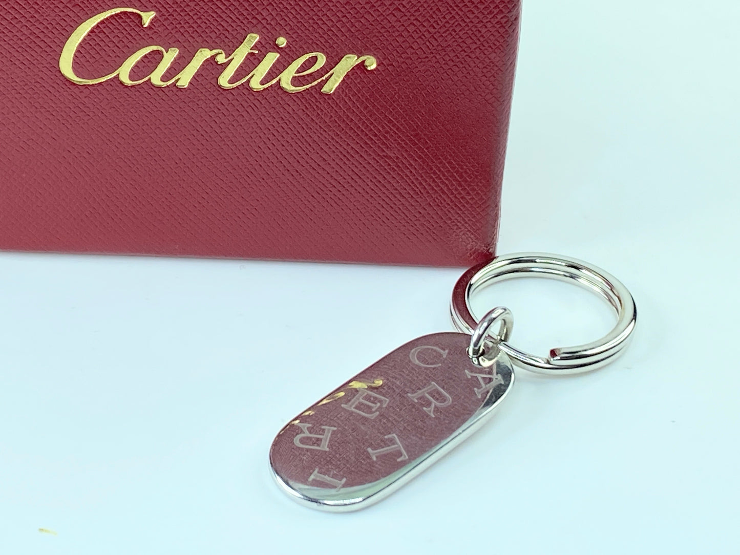 CARTIER key ring model Oval platinum finish with box GS216