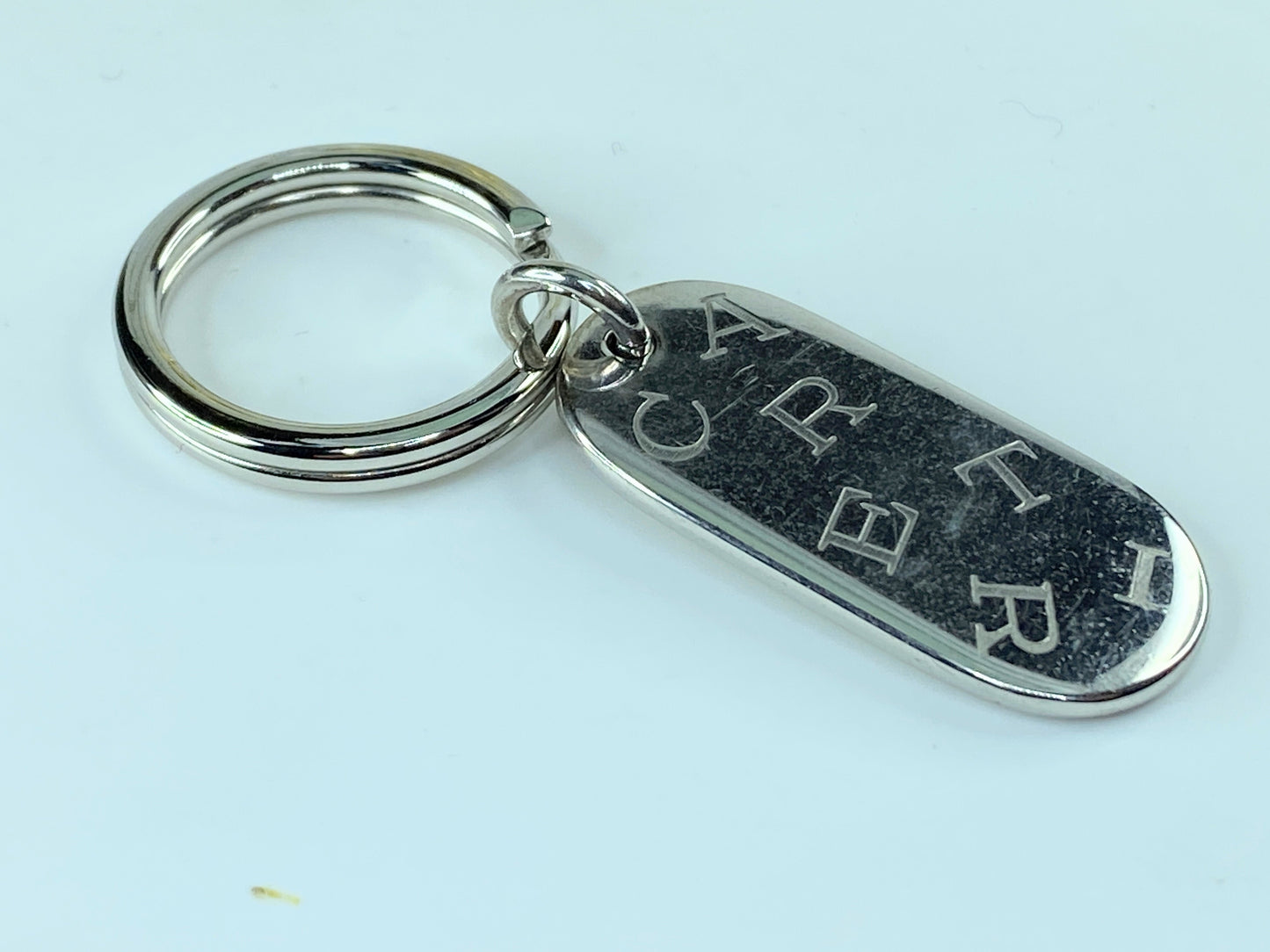 CARTIER key ring model Oval platinum finish with box GS216