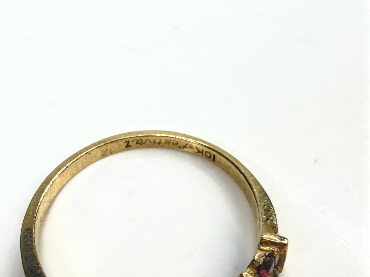 Antique Early 20th Century 14k gold Ruby Diamond Band Ring 1.8f s6.5 JR2063