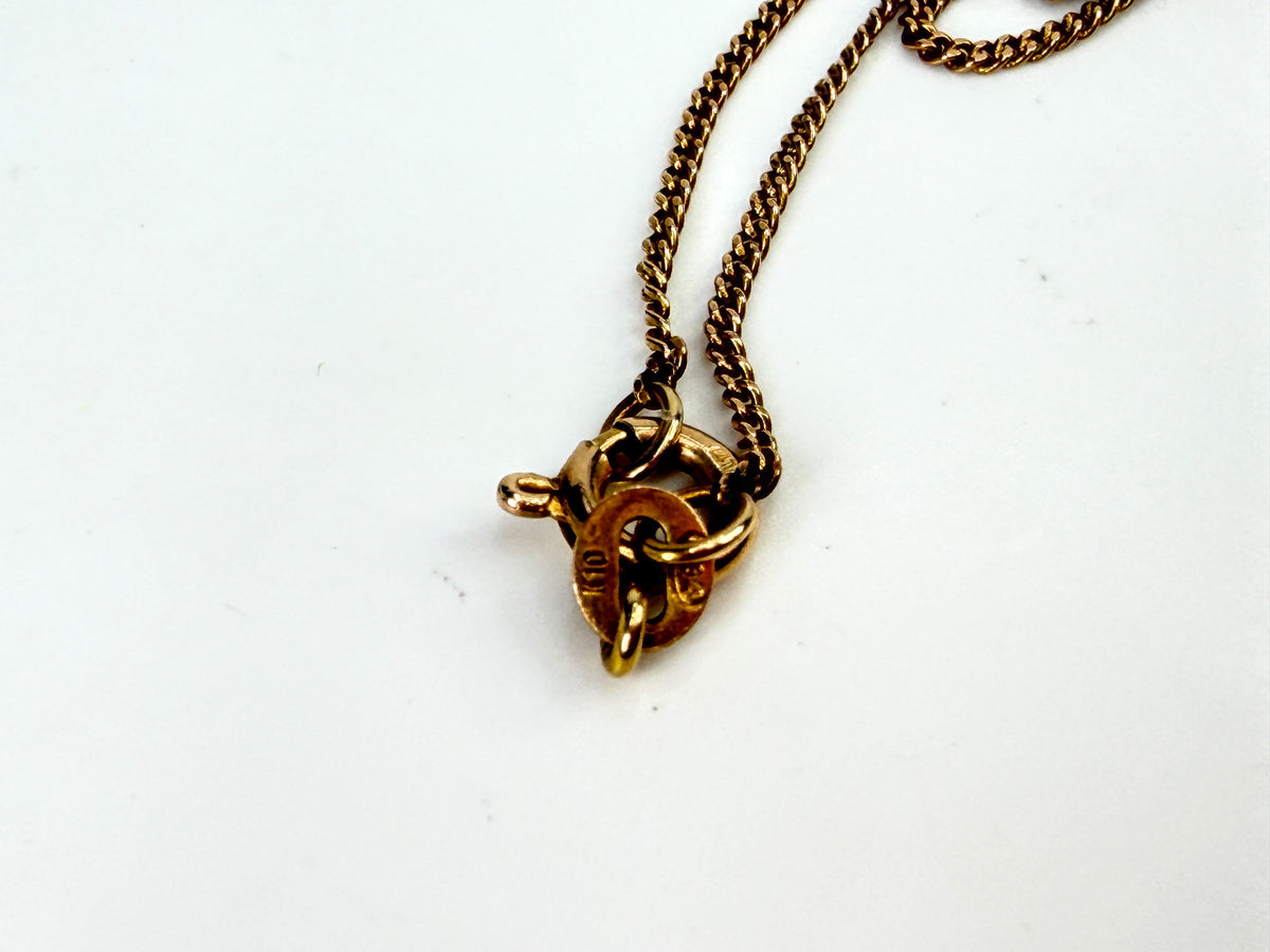 Vintage 14K Gold Ruby Diamond Open Rectangle Pendant Necklace 3.5g; 15.5" JR2068