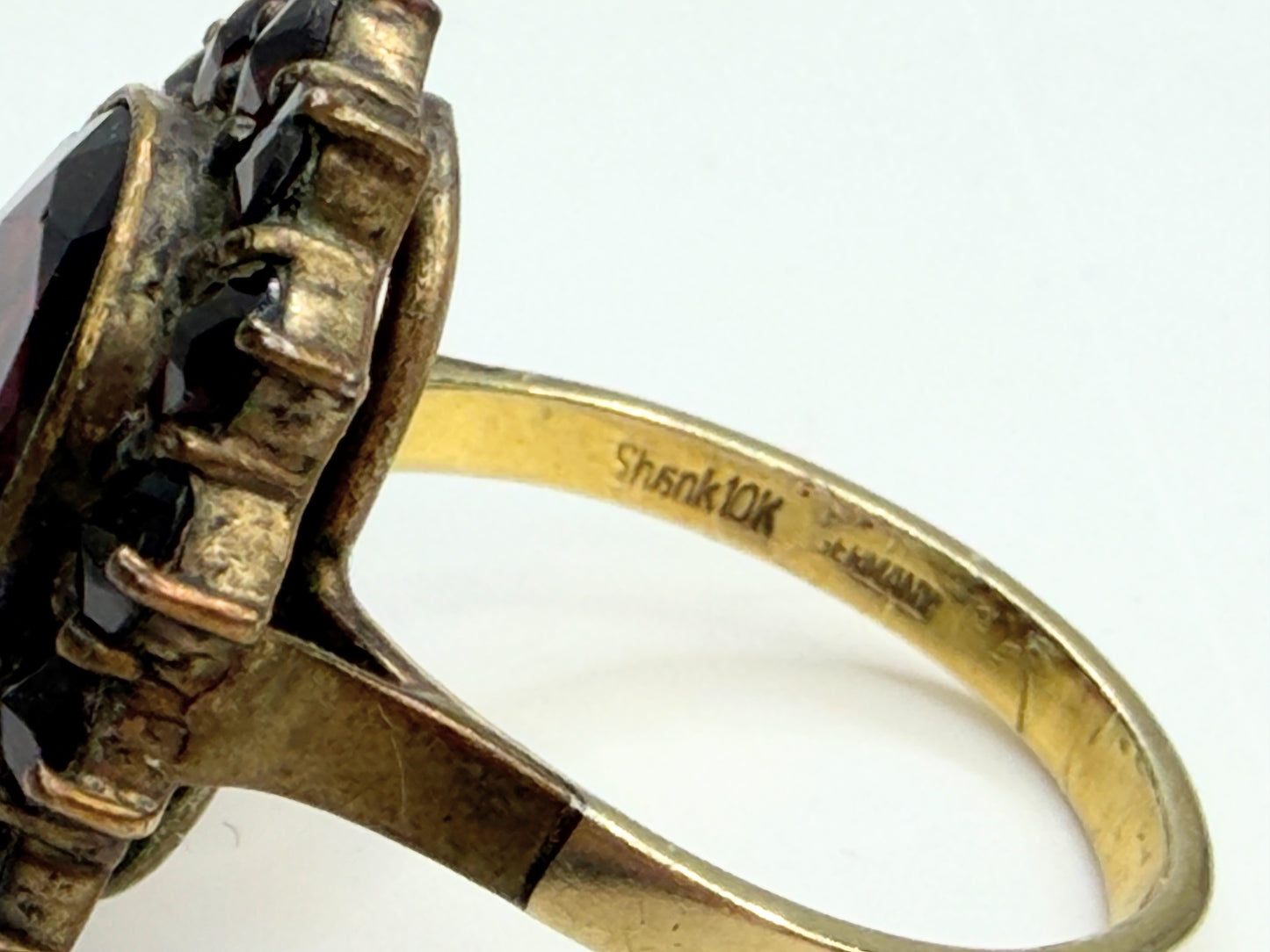 Antique Bohemian Garnet Cluster Ring 10K Gold 19th C JR1344