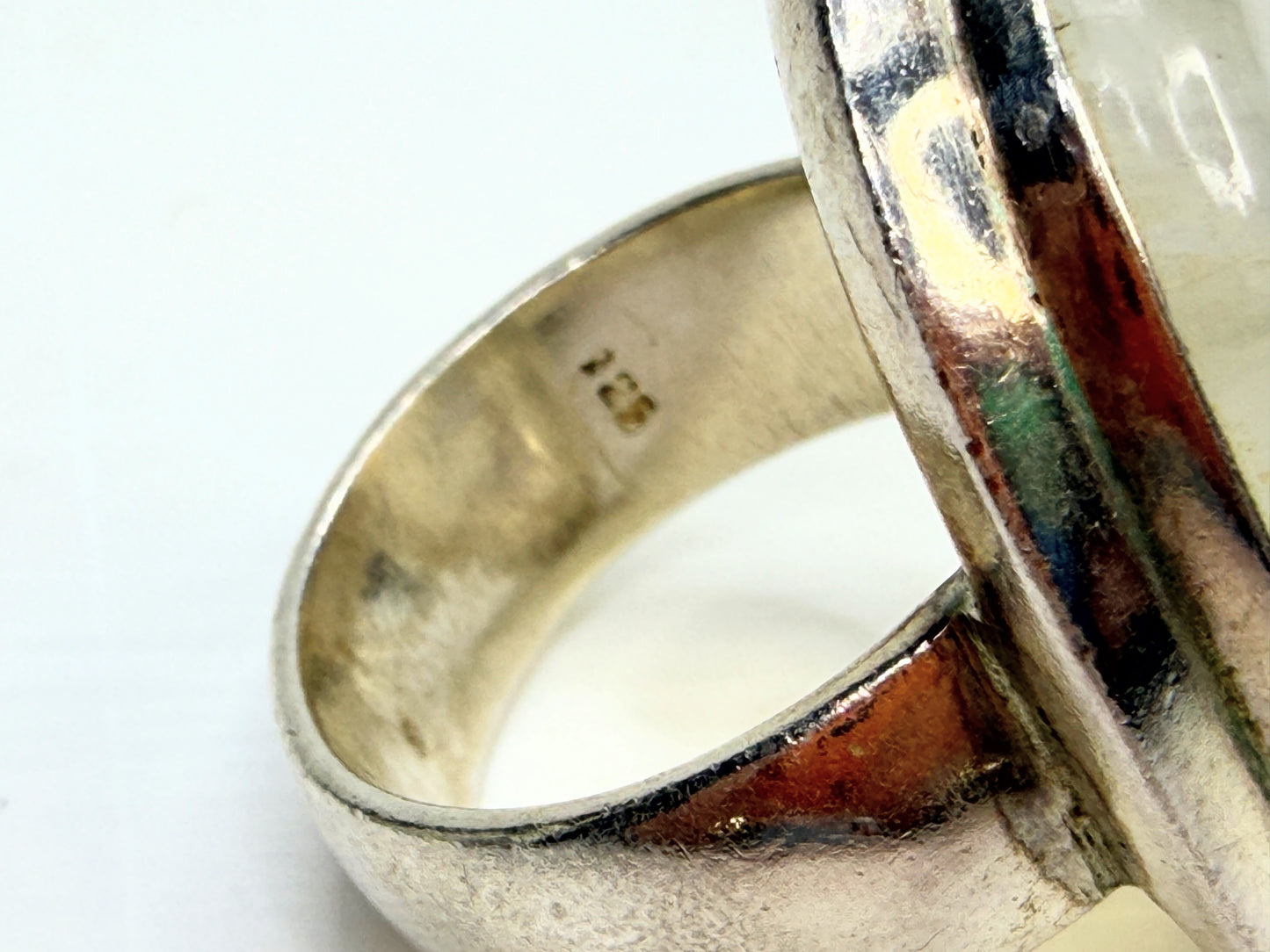 Rainbow Moonstone Sterling Silver Statement Ring 8.75 JR1346