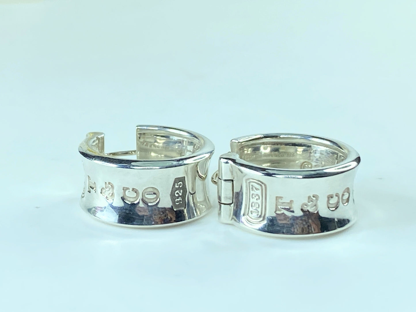 Tiffany & Co. Vintage 1837 Wide Hoop Earrings sterling silver 925 20mm JR213