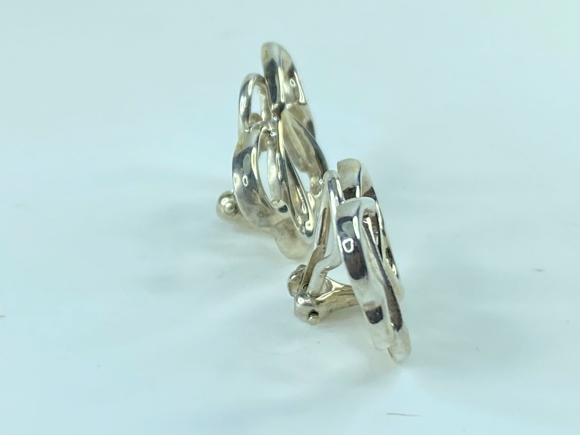 Tiffany & Co. Sterling Silver Large 29mm Triple Heart Clip On Earrings JR214