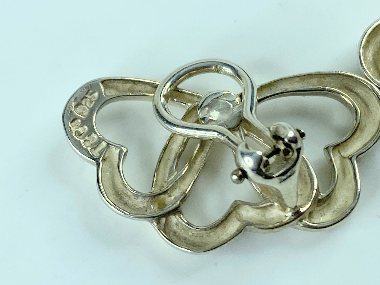 Tiffany & Co. Sterling Silver Large 29mm Triple Heart Clip On Earrings JR214