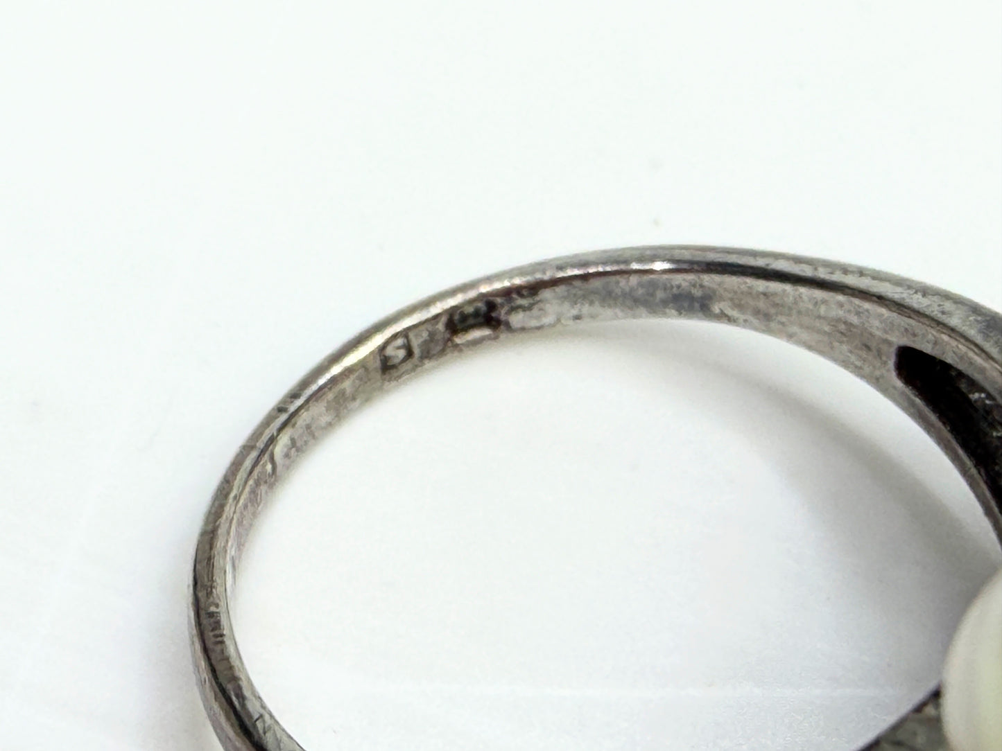 Art Deco Mikimoto Four Pearl Cluster Ring Silver Size 5.75 JR1349