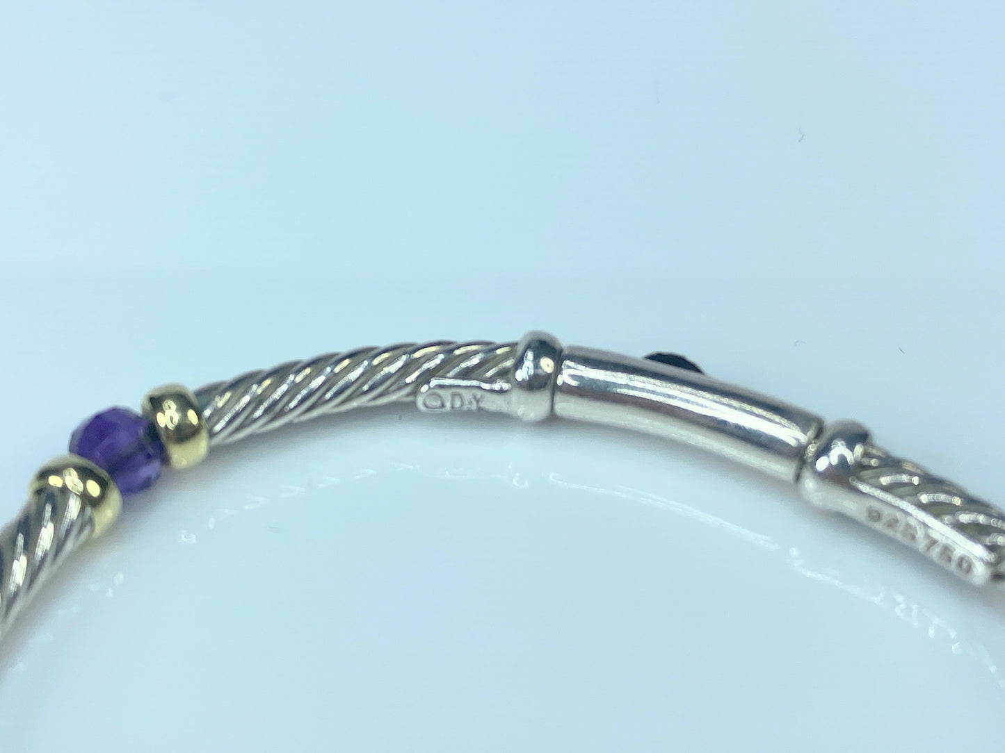 David Yurman 5 station Amethyst 18K Gold sterling silver Youth bracelet