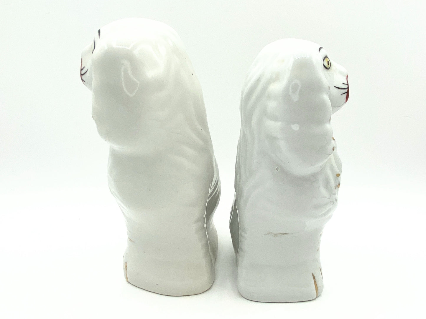 White & Gold Luster Spaniels Reproduction Victorian Staffordshire Dogs A196