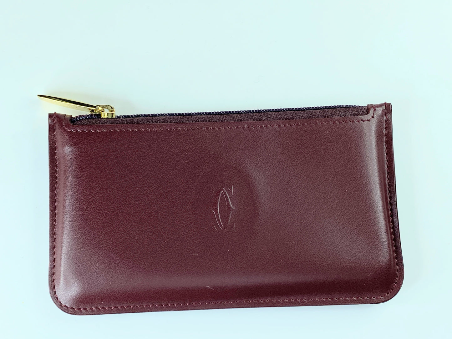 Cartier Pouch Must Line Bordeaux Leather Authentic excellent cond GS220