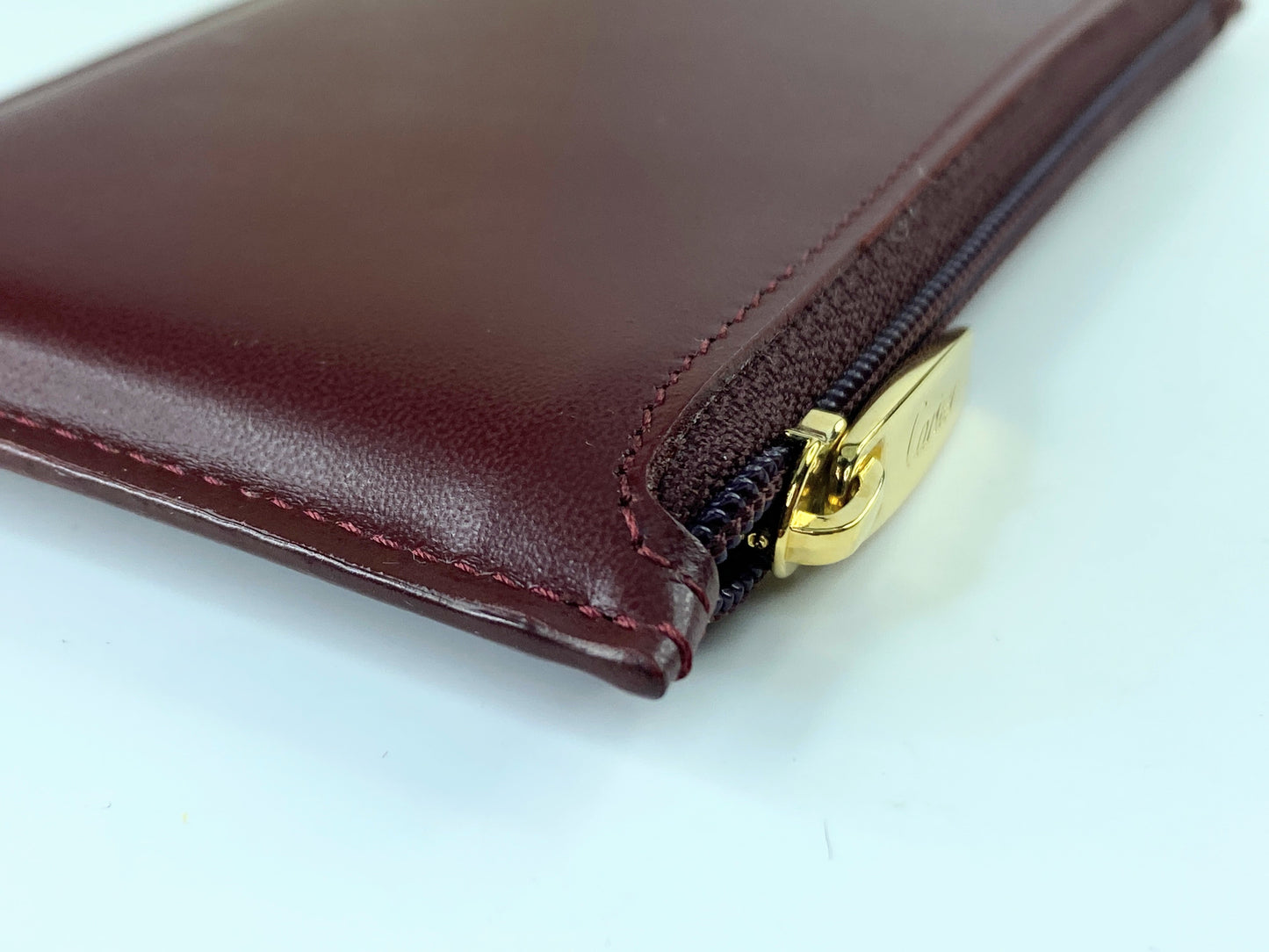 Cartier Pouch Must Line Bordeaux Leather Authentic excellent cond GS220