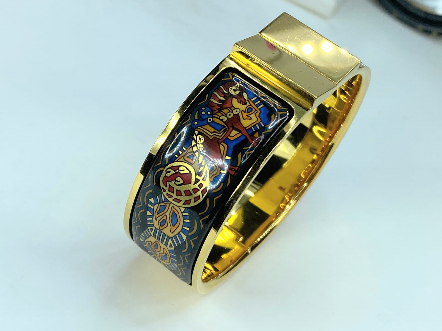 Hermes cloisonne enamel golden click and clack Flacon ethnic horse design GS570