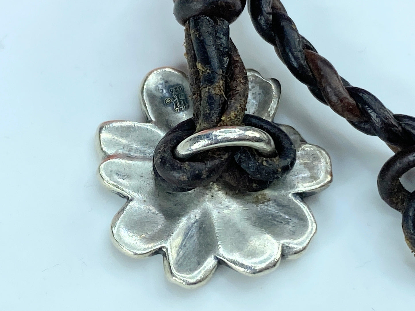 Retired James Avery Brown and Silver Flower wrap Bracelet Sterling flower JR847
