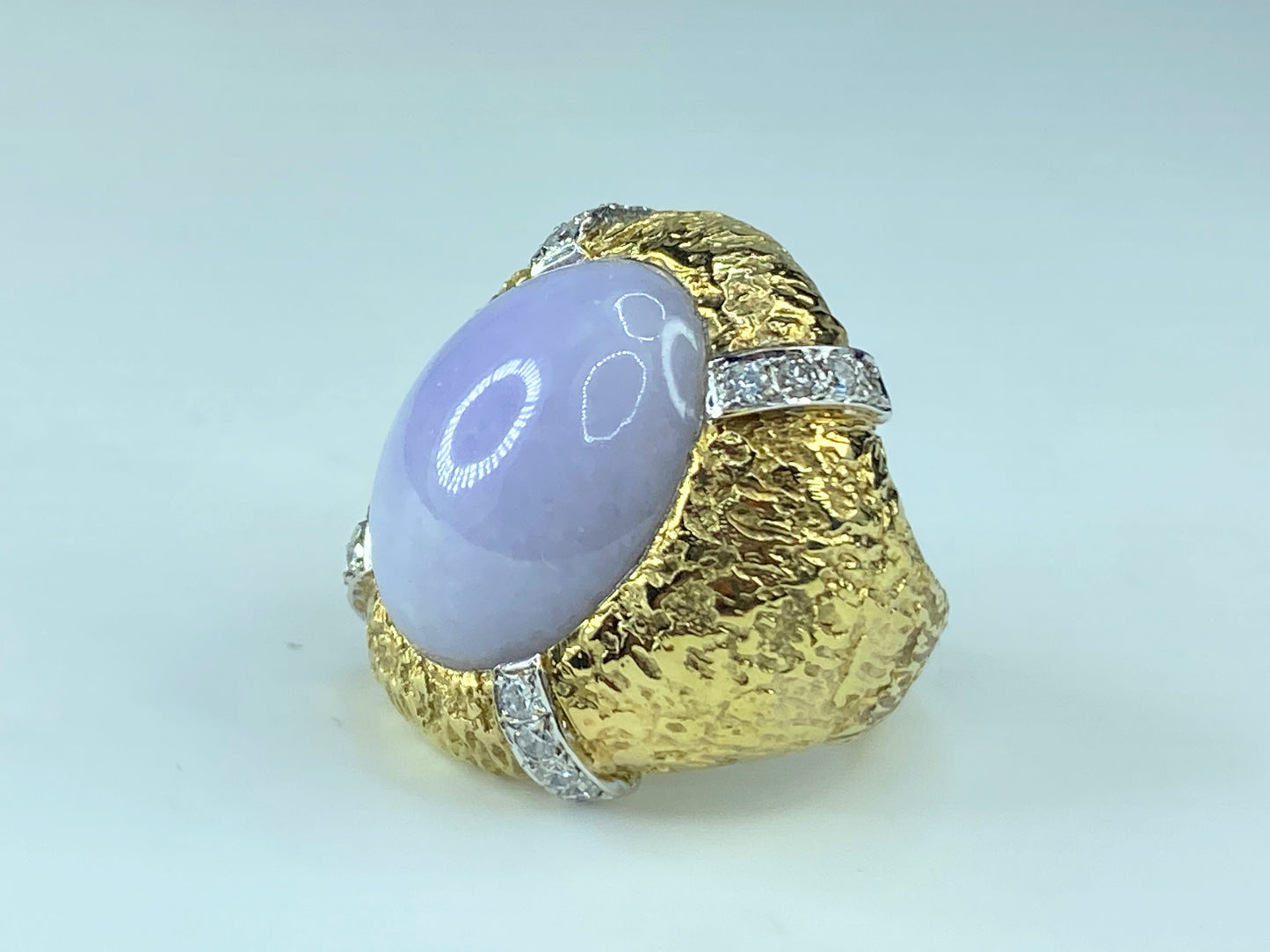 Certified 14K 10ct natural Lavender Jadeite 0.5ct F/VS diamond ring 21g JR220