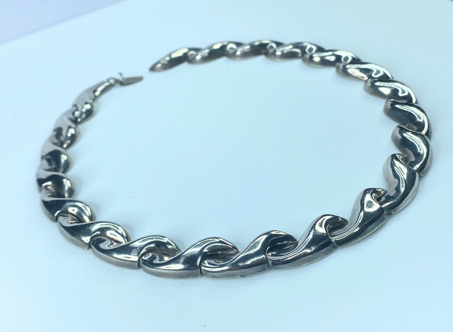 Jondell Mexico Modernist Wave Design Chunky Sterling necklace