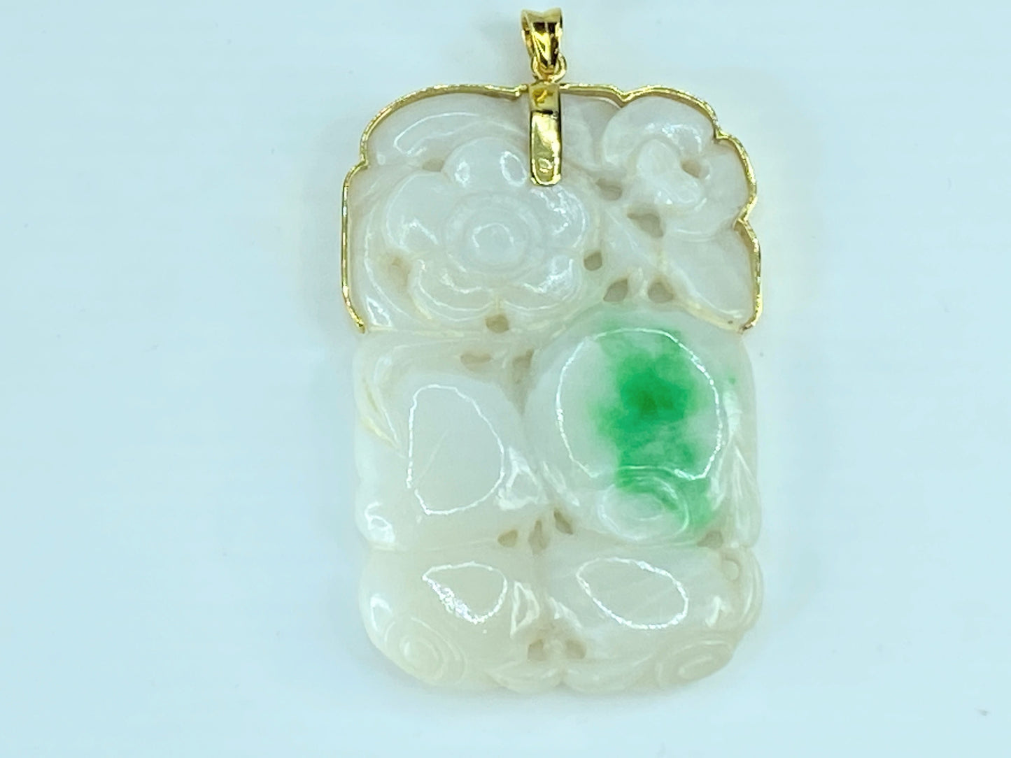 GIA certified 14K yellow gold natural "翡翠" A grade Jadeite Peach pendant JR237