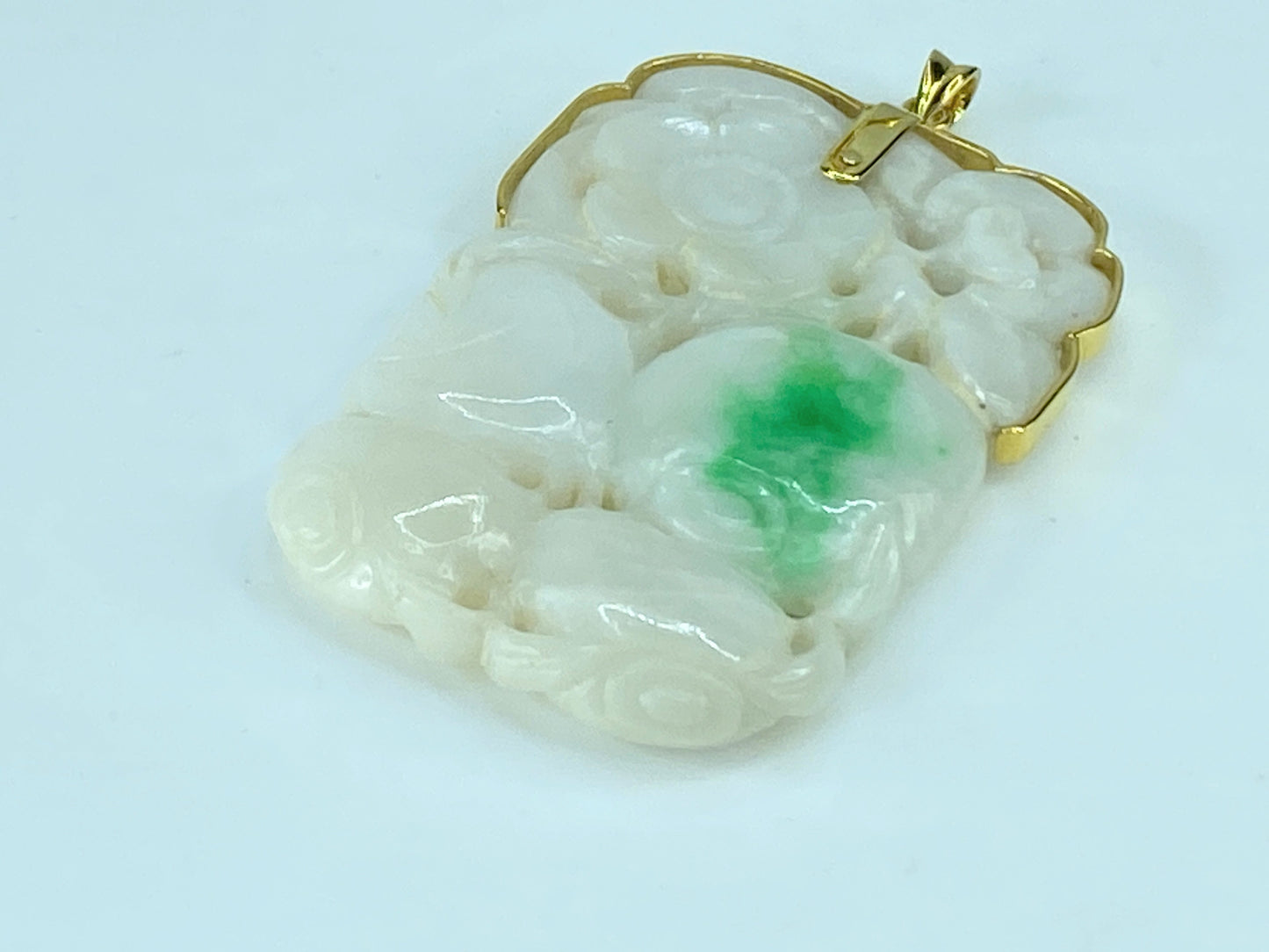 GIA certified 14K yellow gold natural "翡翠" A grade Jadeite Peach pendant JR237