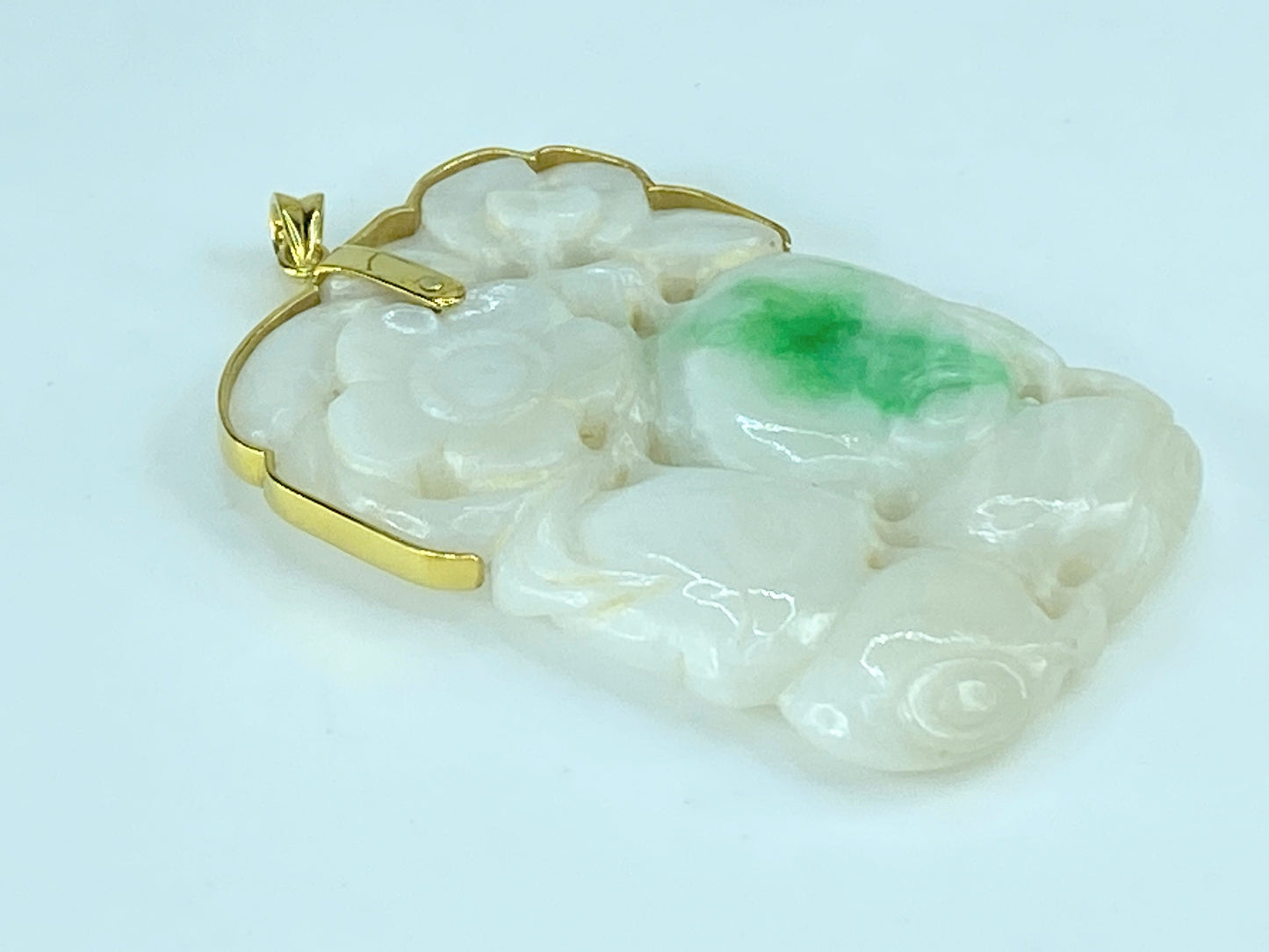 GIA certified 14K yellow gold natural "翡翠" A grade Jadeite Peach pendant JR237