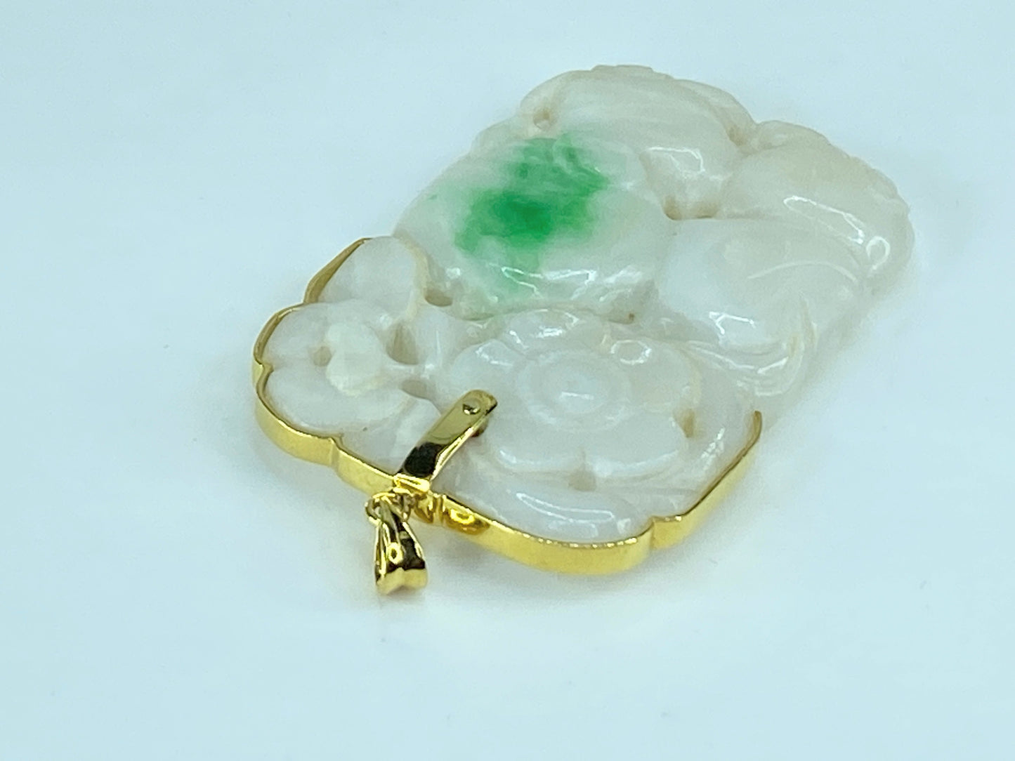 GIA certified 14K yellow gold natural "翡翠" A grade Jadeite Peach pendant JR237