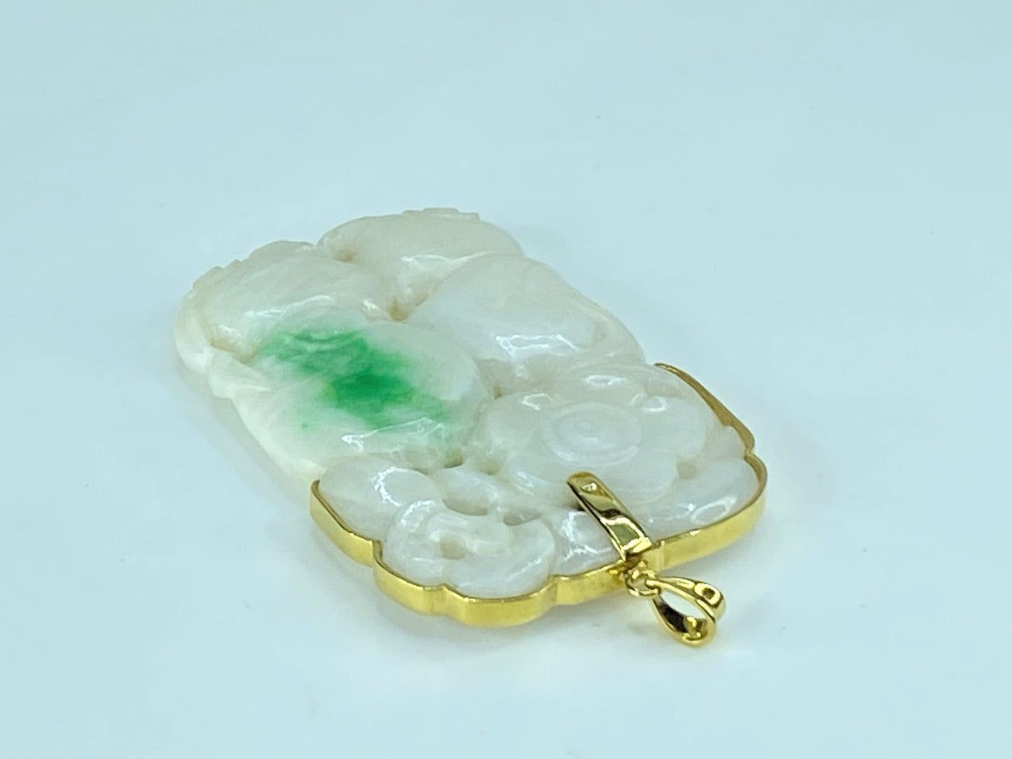 GIA certified 14K yellow gold natural "翡翠" A grade Jadeite Peach pendant JR237