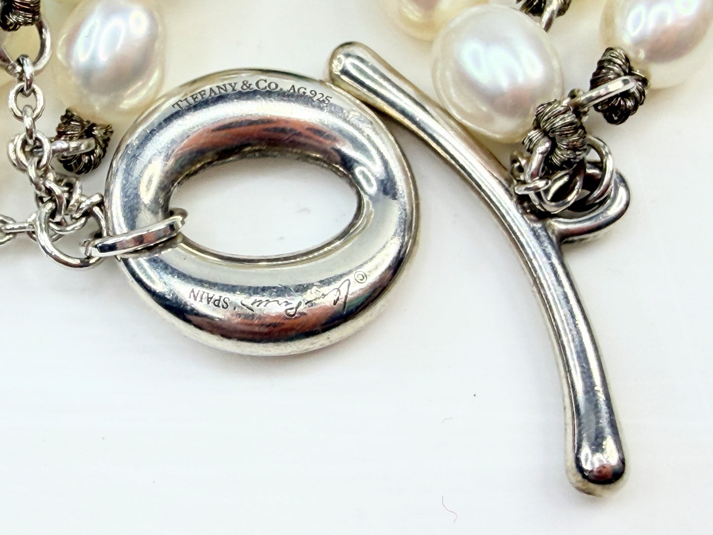 Tiffany & Co. Elsa Peretti Sevillana Toggle sterling Pearl Bracelet JR1356