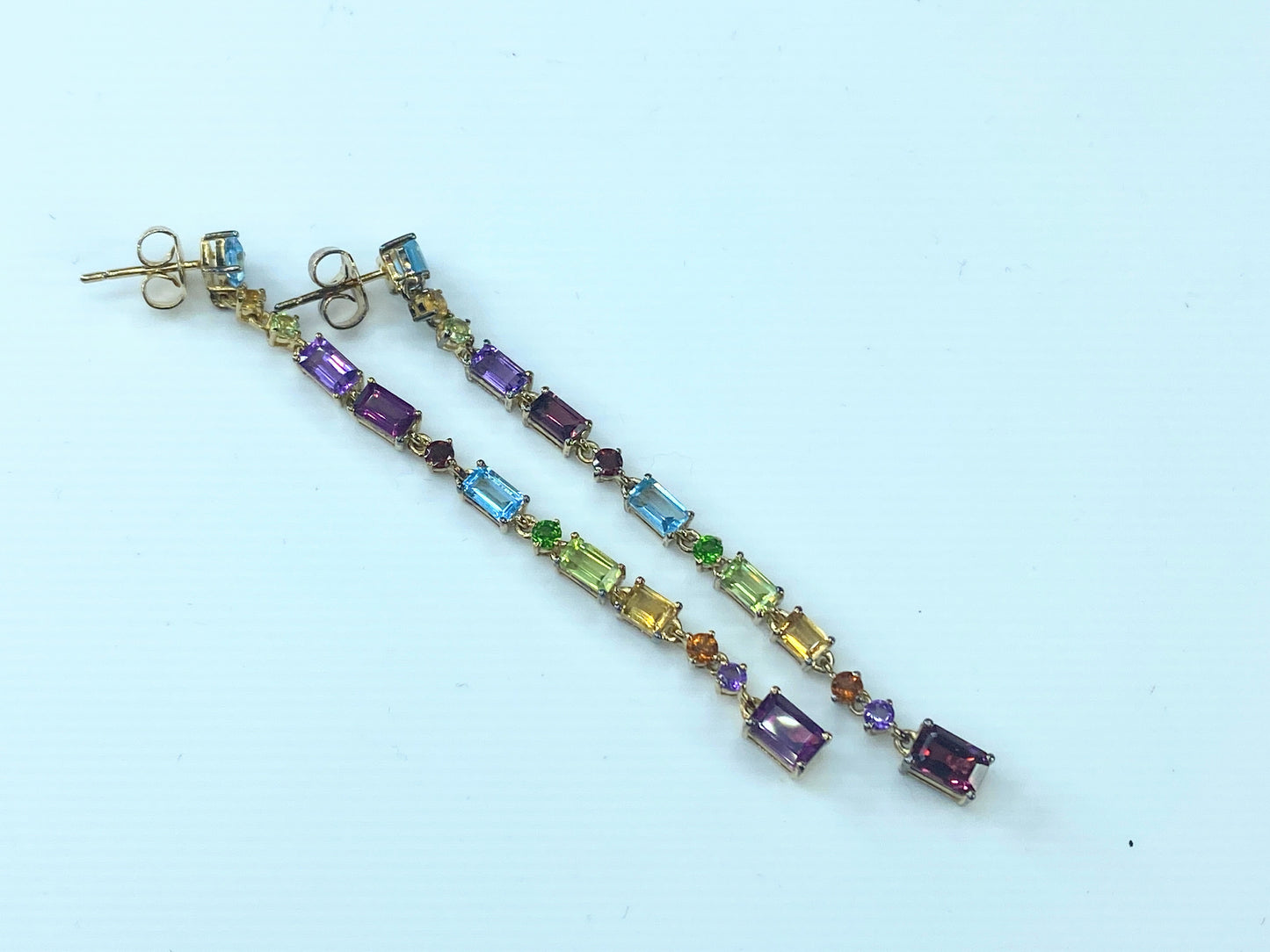 Multi Gemstones Rainbow Drop 11.75ctw Gold on sterling earrings