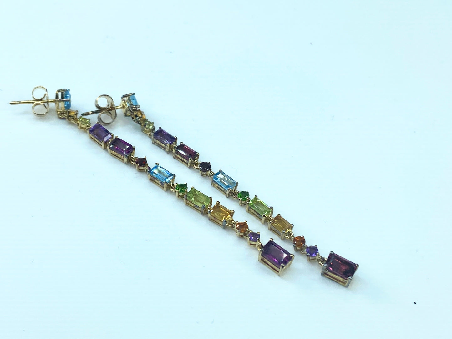 Multi Gemstones Rainbow Drop 11.75ctw Gold on sterling earrings