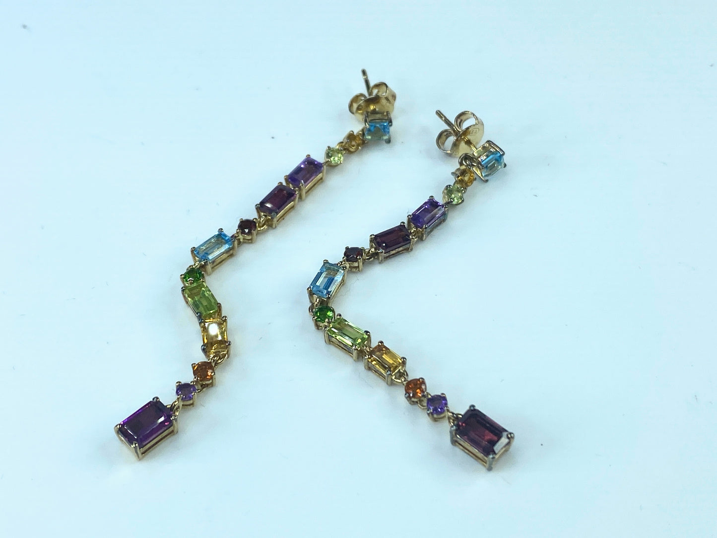 Multi Gemstones Rainbow Drop 11.75ctw Gold on sterling earrings