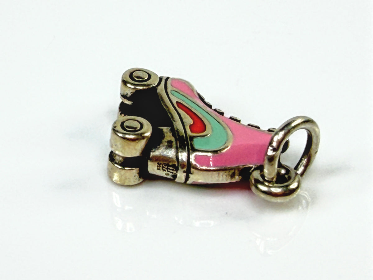 James Avery Pink Enamel Roller Skate Sterling Silver 3D Charm 925 JR2123