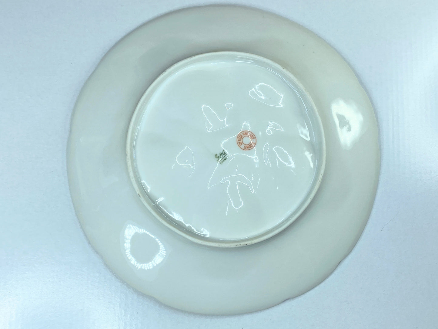 Rare GDA Limoges France 8.5" Oyster Plate Lavender Roses Circa 1906 Oyster A335