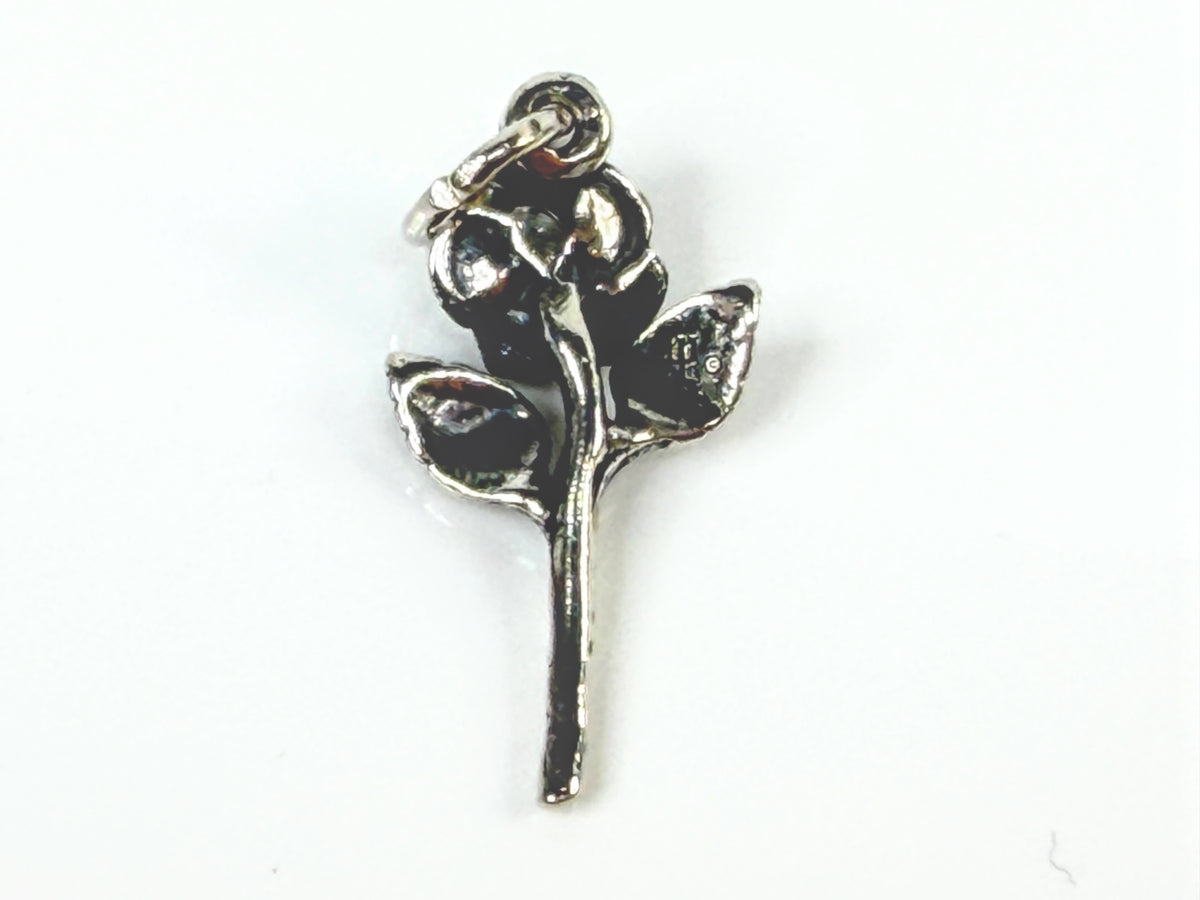 James Avery Sterling Silver Long Stem Rose Flower Charm Jewelry JR2133