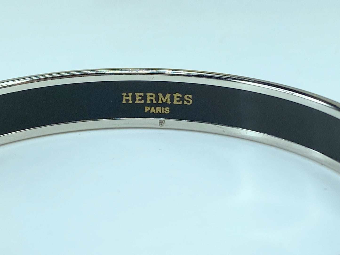 Hermès Narrow Printed Rope Enamel 65 costume bracelet silver 7.5" GS243