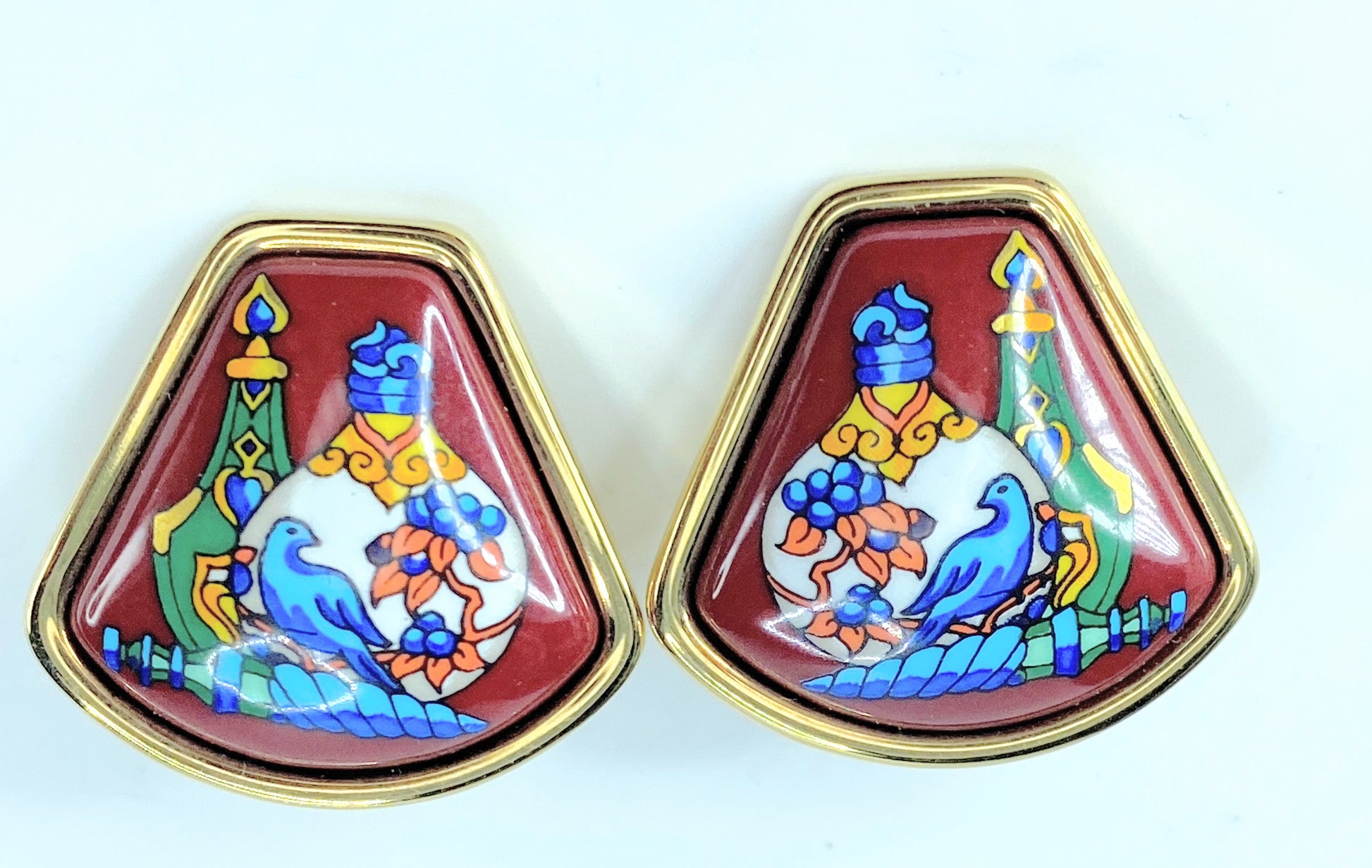 Hermès Boucles d'oreilles Email ceramic earrings GS77