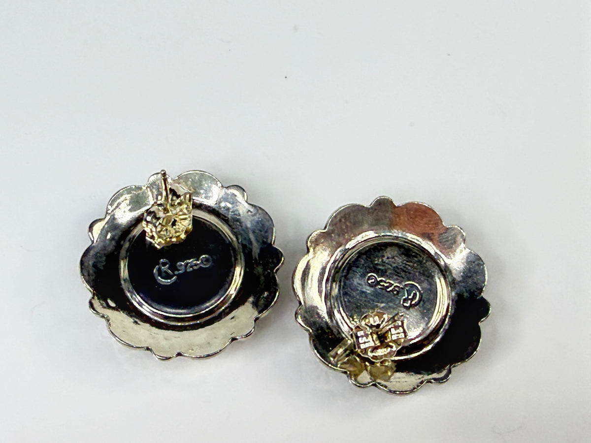 1940s Coro Sterling Silver Mother of Pearl Clip-On Earrings JR2152