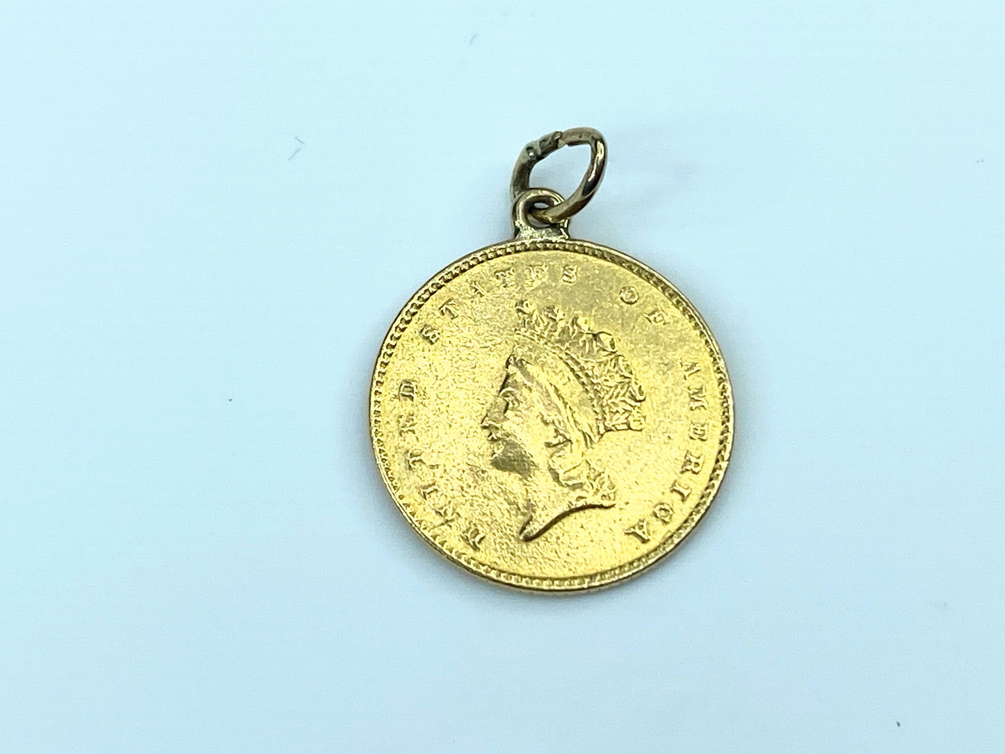 c1854 TP2 $1.0 Indian Head gold coin charm pendant