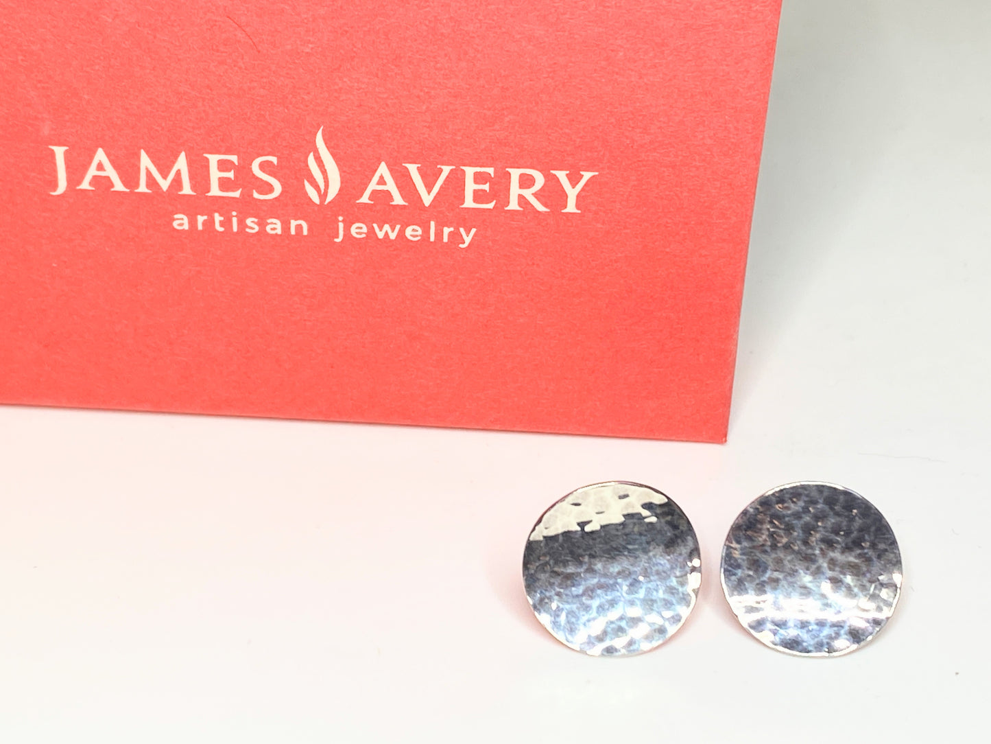 James Avery sterling silver Wavy hammered disc clip-on earrings retired JR215.