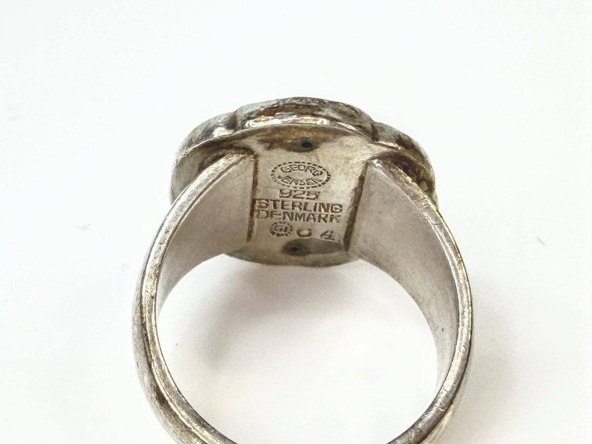 Georg Jensen Vintage Sterling Silver Flower Ring No4A Mid Century Denmark JR2165