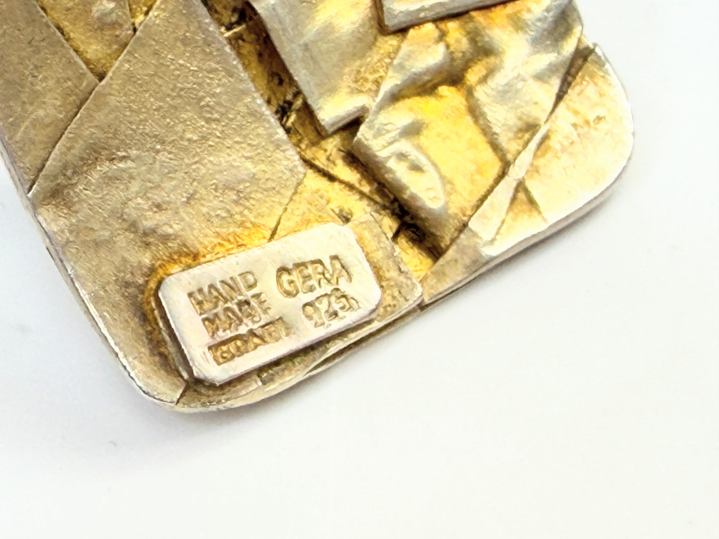 Vintage Rachel Gera Sterling Gold Gilt Rock Crystal Cuff JR1391