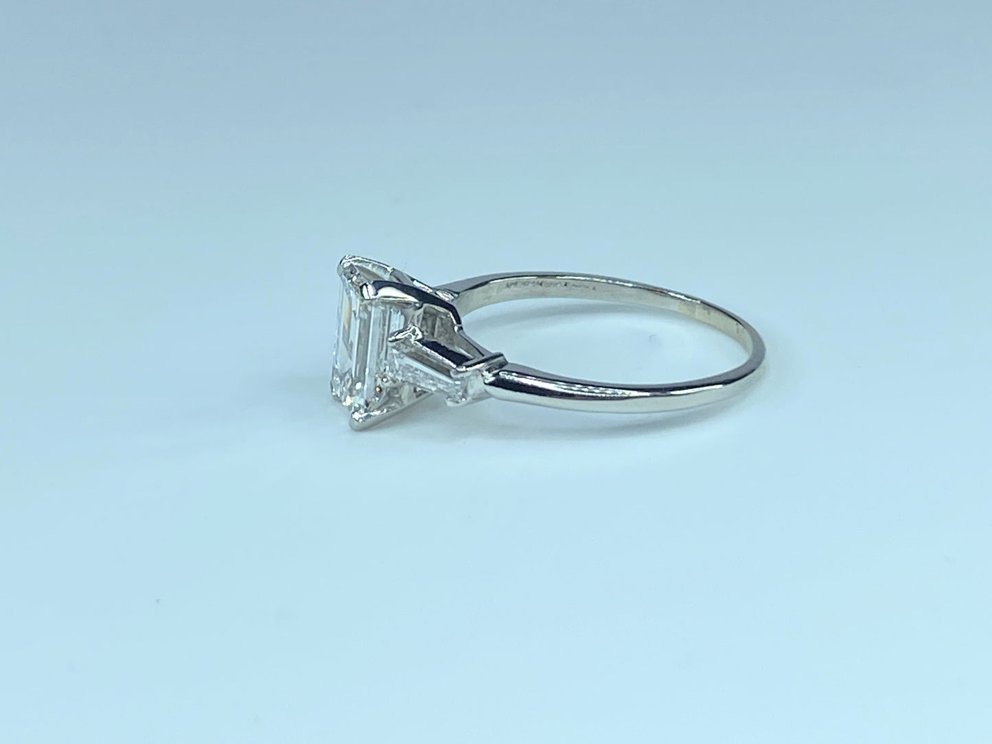 GIA Platinum 2.12ct E/VS1 Emerald Baguette diamond w/1.82ct center ring