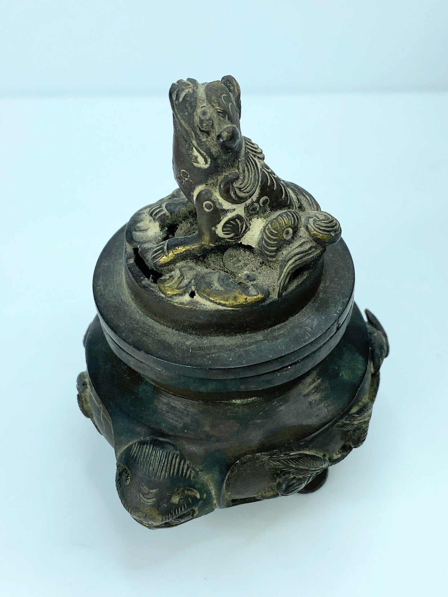 Rare Japanese Meiji Period Bronze Koro Censer, 1920 3 1/2" A341