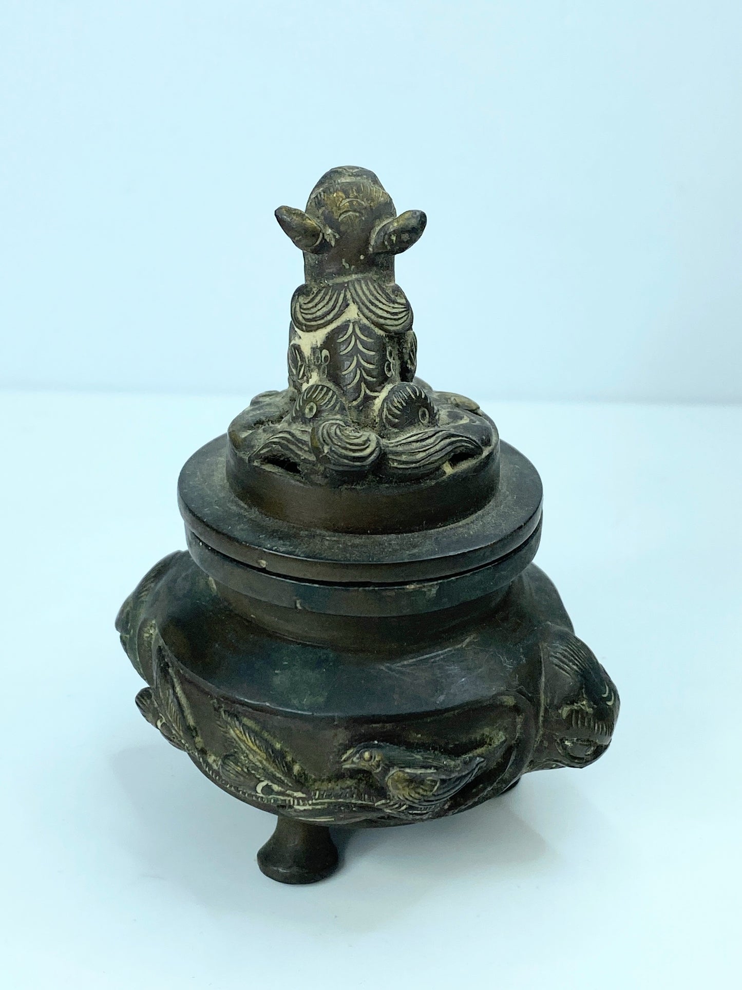 Rare Japanese Meiji Period Bronze Koro Censer, 1920 3 1/2" A341