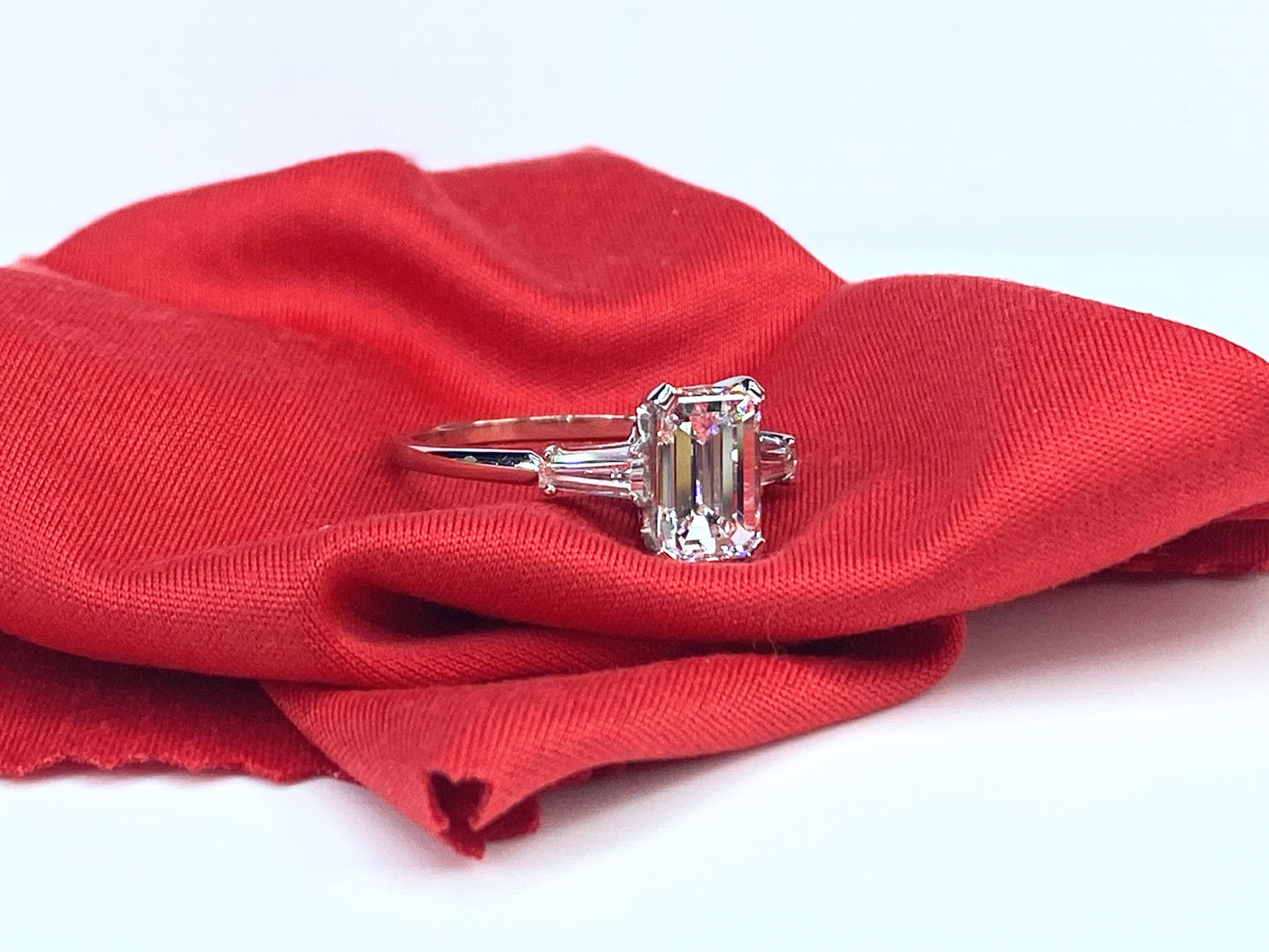 GIA Platinum 2.12ct E/VS1 Emerald Baguette diamond w/1.82ct center ring
