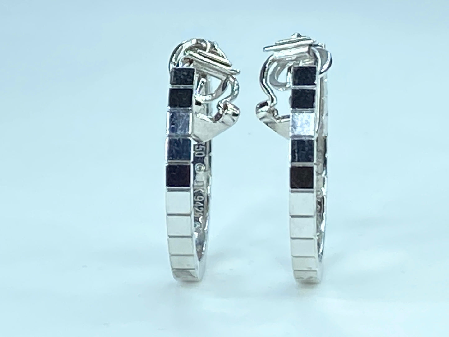 Cartier Lanieres 18K white Gold Hoop earrings 19.5g 1 1/4" JR261