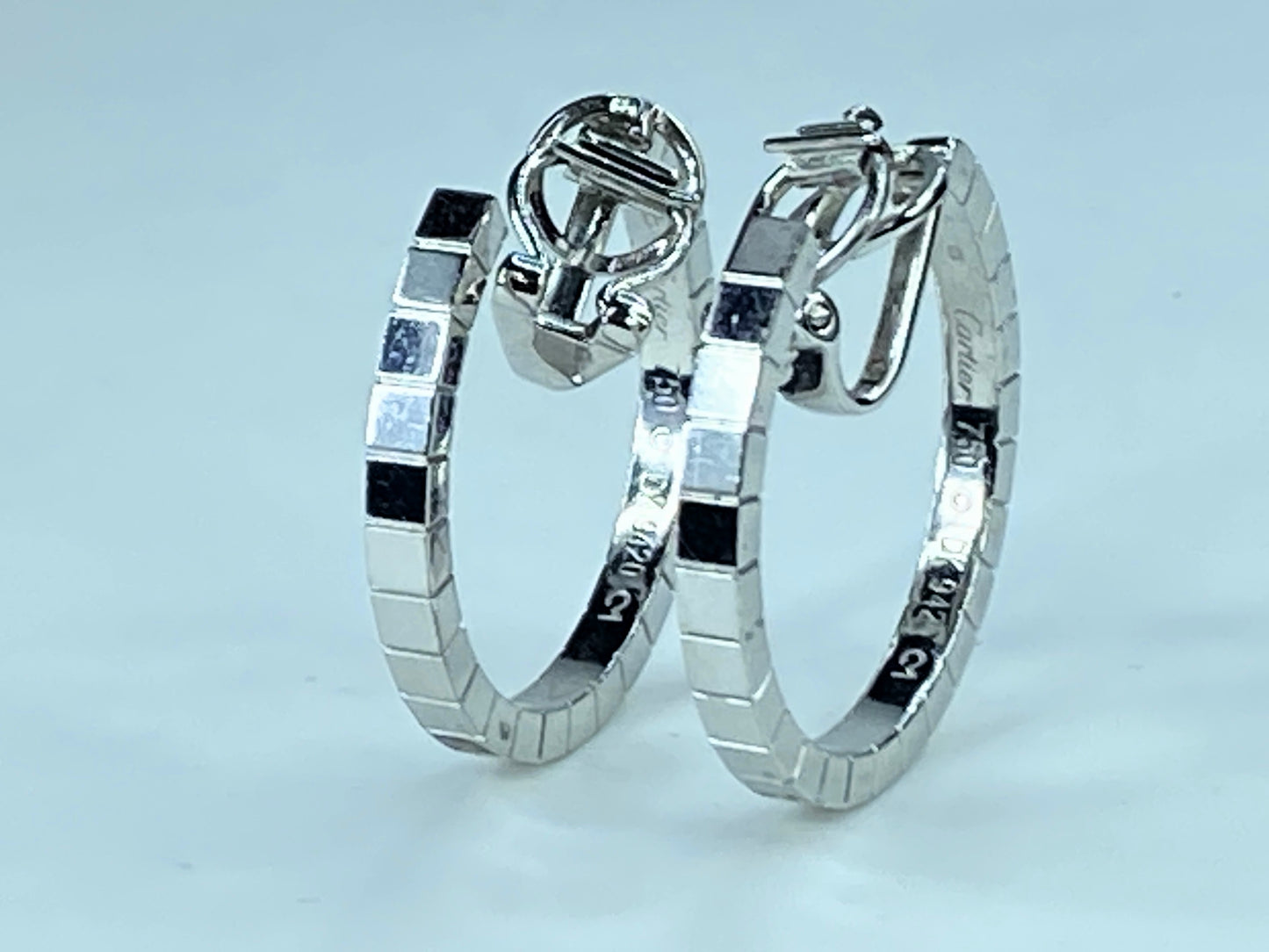 Cartier Lanieres 18K white Gold Hoop earrings 19.5g 1 1/4" JR261