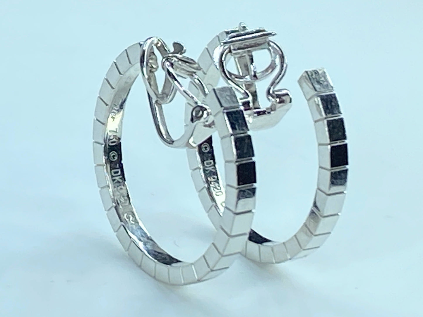 Cartier Lanieres 18K white Gold Hoop earrings 19.5g 1 1/4" JR261