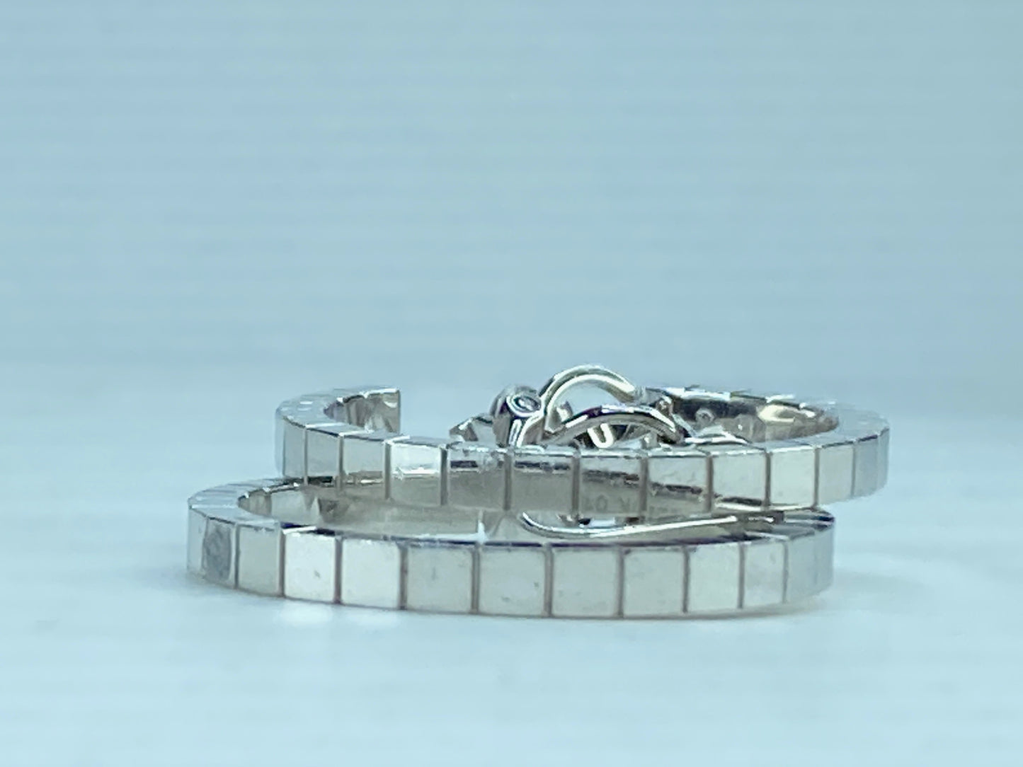 Cartier Lanieres 18K white Gold Hoop earrings 19.5g 1 1/4" JR261