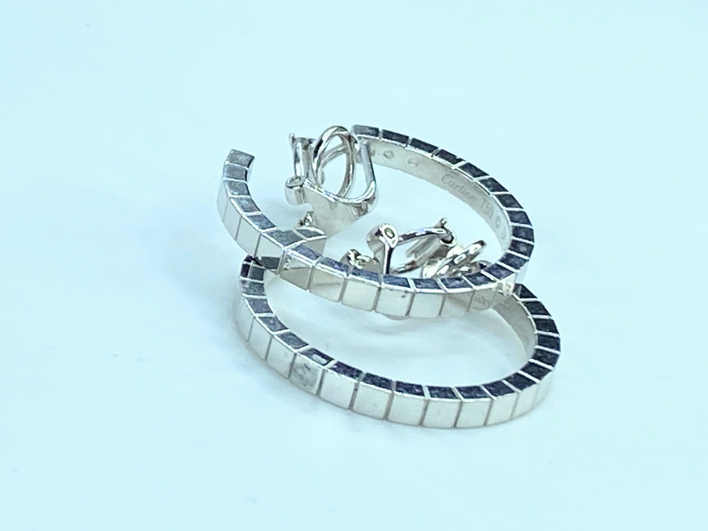 Cartier Lanieres 18K white Gold Hoop earrings 19.5g 1 1/4" JR261
