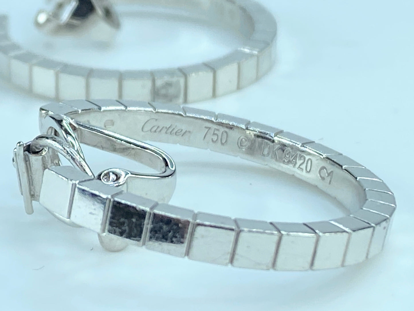 Cartier Lanieres 18K white Gold Hoop earrings 19.5g 1 1/4" JR261